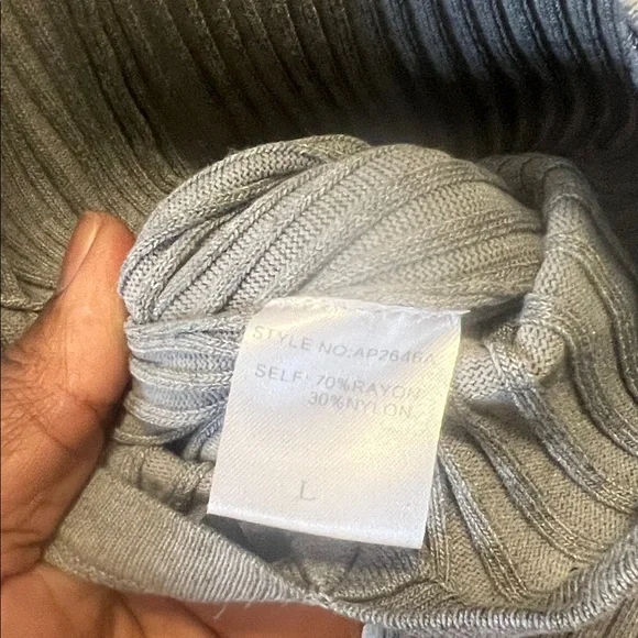 naked wardrobe Ribbed Knit Light Gray Halter Jumpsuit - Picture 5 of 7